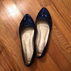 Navy Blue SEQUIN Flats Size 9 NWOT